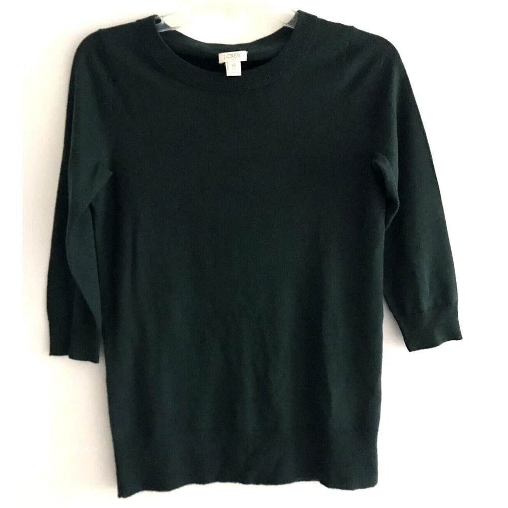 J. Crew | Women's 3/4 Sleeve Crew Neck Pullover Wool Tee Size XS Green